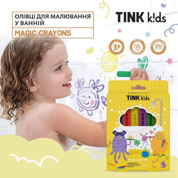 Карандаши для рисования в ванной Magic Crayons Tink kids 6 шт. 4823109412002 фото