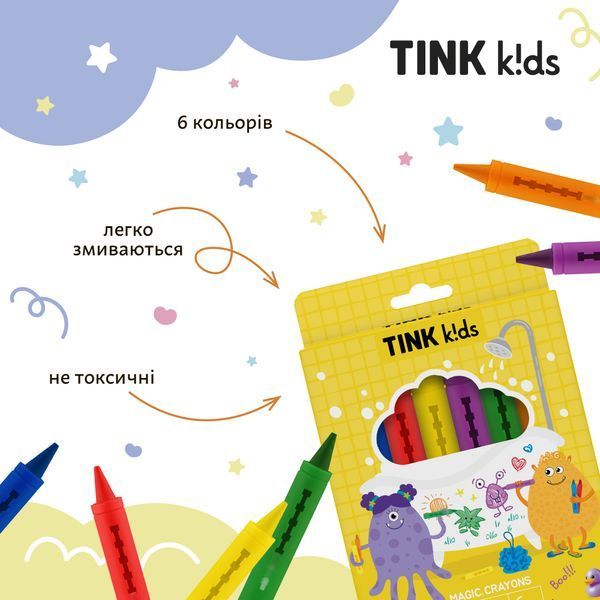 Карандаши для рисования в ванной Magic Crayons Tink kids 6 шт. 4823109412002 фото